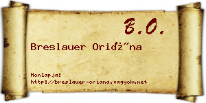 Breslauer Oriána névjegykártya